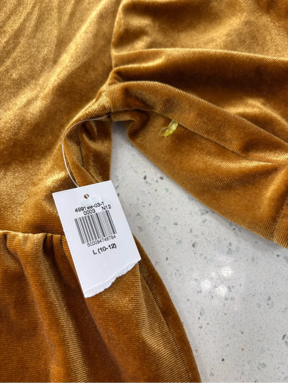 Old Navy Girls' Mustard Velvet Puff-Sleeve Dress Size L 10-12